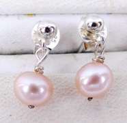 Sterling Pink Pearls Y Necklace & Earrings