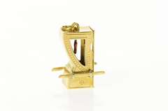 14K Yellow Gold 3D Litter Palanquin Royal Enamel Heart Charm/Pendant