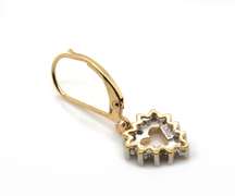 Simple Yellow Gold Diamond Heart Dangle Earrings