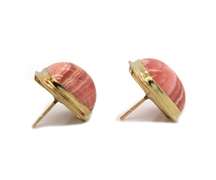 Stunning 14kt YG Rhodochrosite Cushion Cabochon Earrings