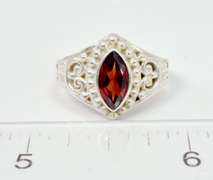 Lush Marquise Cut Garnet in Sterling Silver Ring
