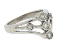 Dazzling White Gold Chevron Bezel Diamond Ring