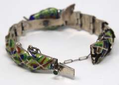 Vintage Sterling Silver Mexico Enamel Snake Bracelet