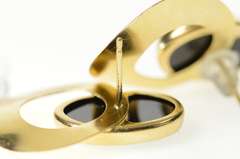 14K Yellow Gold Retro Oval Black Onyx Circle Drop Statement Earrings