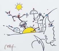 PETER MAX UMBRELLA MAN WITH PROFILE 1989  MAX UMBRELLA MAN WITH PROFILE