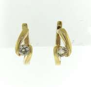 Amazing Cubic Zirconia Yellow Gold Huggie earrings