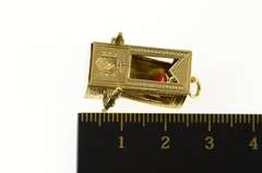 14K Yellow Gold 3D Litter Palanquin Royal Enamel Heart Charm/Pendant