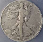 1938-D Walking Liberty Half Dollar ICG F12.