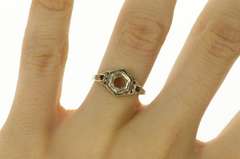 14K White Gold 3.75mm Sapphire Filigree Engagement Setting Ring