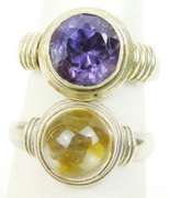 2 Sterling Quartz Gemstone Rings