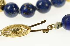 14K Yellow Gold Lapis Lazuli Beaded Statement Necklace