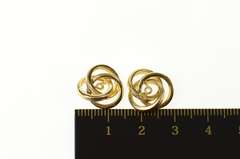 14K Yellow Gold Retro Twist Circle Stud Enhancer Earring Jackets