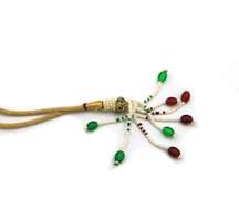 Unique Ruby Beaded Tassel Necklace