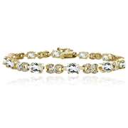 Gold Tone 7.15ct White Topaz & Diamond Accent X & Oval Bracelet