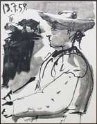 VERY RARE LIMITED EDITION PABLO PICASSO. BULLFIGHTER  (13.7.59 III) 1961  PICASSO UNTITLED (13.7.59 III)