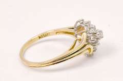Lavish Round Cut Diamonds Set in 14K Gold Cluster Ring