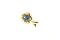 14K Yellow Gold 1.10 Ctw Natural Sapphire Diamond Halo Pendant