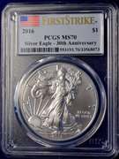 2016 American Silver Eagle PCGS MS70 30th Anniversary