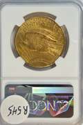 Near Gem BU 1908 No Motto St. Gaudens $20 Gold. NGC MS64