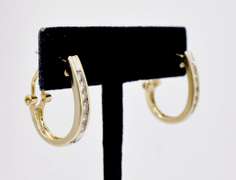 J Hoop Diamond Earrings in 14KT