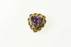 10K Yellow Gold Heart Amethyst Scalloped Slide Bracelet Charm/Pendant