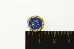 10K Yellow Gold Dark Blue Enamel Round Slide Bracelet Charm/Pendant