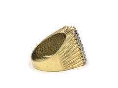 Pleasing Yellow Gold Diamond Wide Cluster Ring