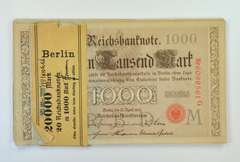 (20) Consecutive 1910 Germany 1,000 Marks Reichsbanknote #44b