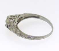 Vintage Round Brilliant Cut Diamond & Sapphire Engagement Ring