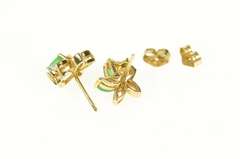 14K Yellow Gold Marquise Emerald Diamond Floral Cluster Earrings