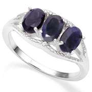 925 STERLING SILVER OV 4*6 MM ENHANCED GENUINE SAPPHIRE WOMEN RING