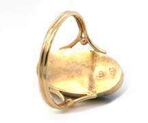 Gorgeous Oval Green Stone Yellow Gold Ring