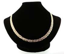 Marvelous White & Gold Italian Sterling Silver Braid Chain Necklace