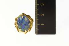 14K Yellow Gold Ornate Retro Sim. Black Opal Vine Cocktail Ring