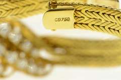 14K Yellow Gold 0.69 Ctw 1940's Diamond Wave Statement Bracelet