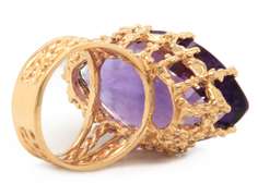 Pretty Large Marquise Amethyst Yellow Gold Ring