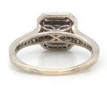 Sparkling White Gold Suare Radiant Diamond w Double Halo Eangagement Ring