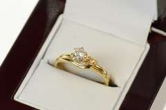 14K Yellow Gold 0.21 Ct Diamond Engagement Bridal Set Ring