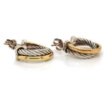 Chic Two-Tone David Yurman Small Cable Crossover Hoops