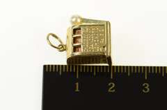 14K Yellow Gold Articulated Pearl Slot Machine Vegas Charm/Pendant