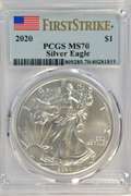 Flawless 2020 $1 American Silver Eagle. PCGS MS70 FIRST STRIKE