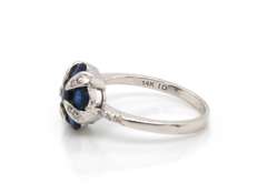 Eye-catching 14kt White Gold Sapphire & Diamond Flower Ring