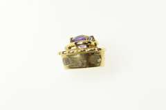 10K Yellow Gold Heart Amethyst Scalloped Slide Bracelet Charm/Pendant