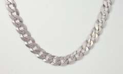 Heavy Sterling Silver Curb Link Chain Necklace.