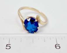 Bold Blue Gemstone on Yellow Gold Ring