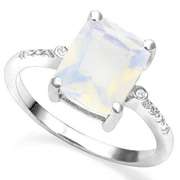 925 STERLING SILVER 2.46 CT CREATED ETHIOPIAN OPAL & DIAMOND COCKTAIL RING