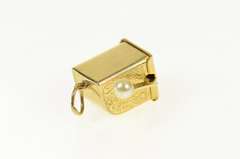 14K Yellow Gold Articulated Pearl Slot Machine Vegas Charm/Pendant