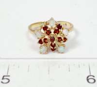 Sweet Garnet & Pearl Ring, 14KT