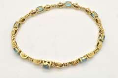 LADIES 14 KT YELLOW GOLD TOPAZ AND DIAMOND BRACELET