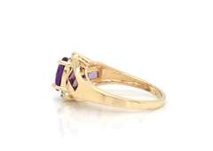 Attractive Yellow Gold Amethyst and Diamond Bypass Ring